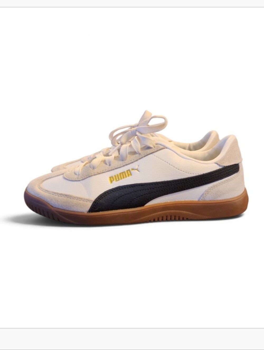 PUMA Women Club Era II Low Top Lace-Up Sneaker White Black Gum Sole 404868-01